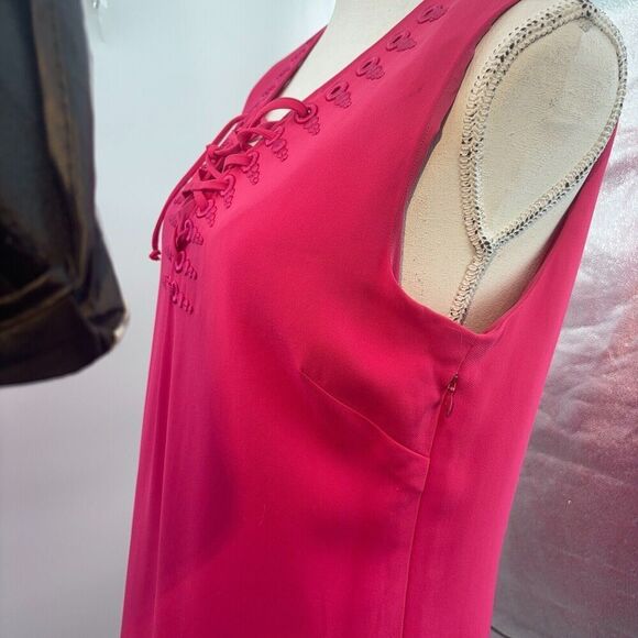 etcetera Short Sleeve V Neck  Tie Closure & Side Zip  dress Size 8 Pink - Picture 12 of 15